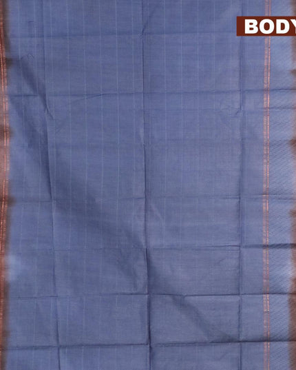 Bamboo silk saree blue shade and coffee brown with allover thread weaves and sequin work pallu - {{ collection.title }} by Prashanti Sarees