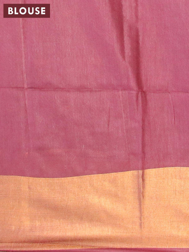 Bamboo silk saree dark maroon with zari woven geometric buttas and zari woven border - {{ collection.title }} by Prashanti Sarees