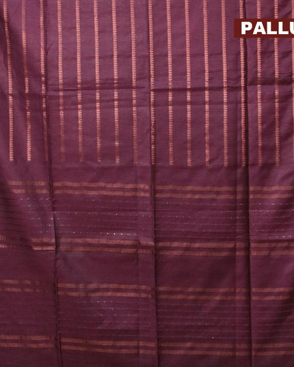 Bamboo silk saree deep wine shade with allover copper zari weaves and copper zari woven border - {{ collection.title }} by Prashanti Sarees
