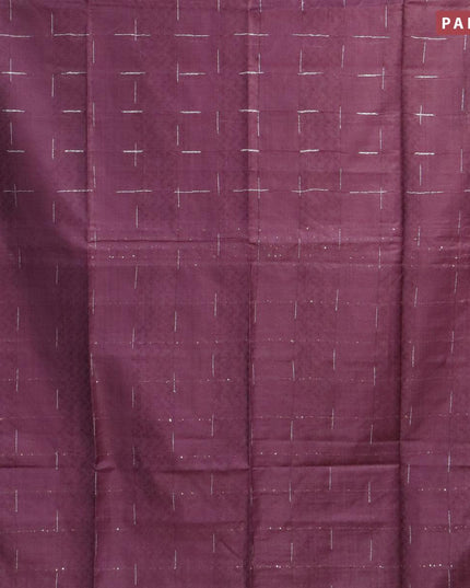 Bamboo silk saree deep wine shade with allover thread weaves and sequin work pallu - {{ collection.title }} by Prashanti Sarees