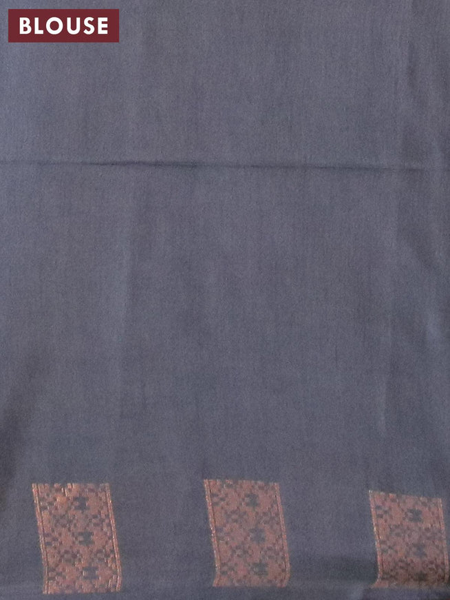 Bamboo silk saree elephant grey with copper zari woven buttas in borderless style - {{ collection.title }} by Prashanti Sarees