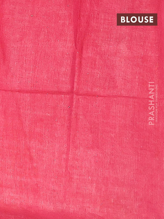 Bamboo silk saree grey shade and pink with copper zari woven buttas and sequin work pallu - {{ collection.title }} by Prashanti Sarees
