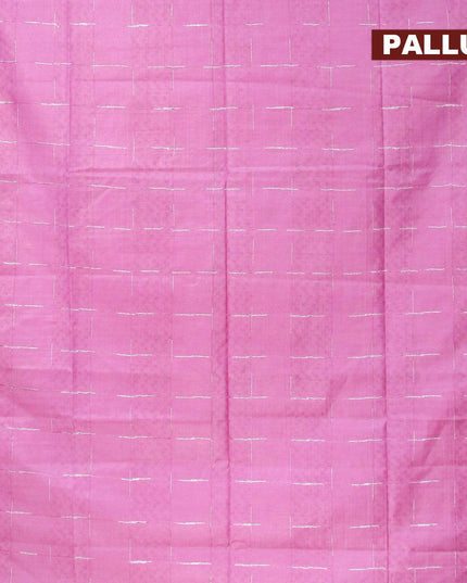 Bamboo silk saree light pink with allover thread weaves and sequin work pallu - {{ collection.title }} by Prashanti Sarees