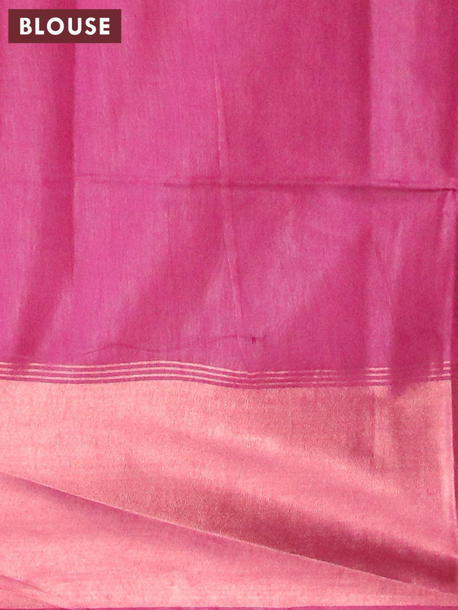 Bamboo silk saree magenta pink with copper zari woven buttas and copper zari woven border - {{ collection.title }} by Prashanti Sarees