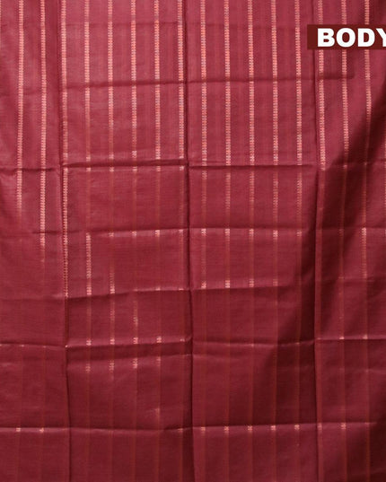 Bamboo silk saree maroon with allover copper zari weaves and copper zari woven border - {{ collection.title }} by Prashanti Sarees