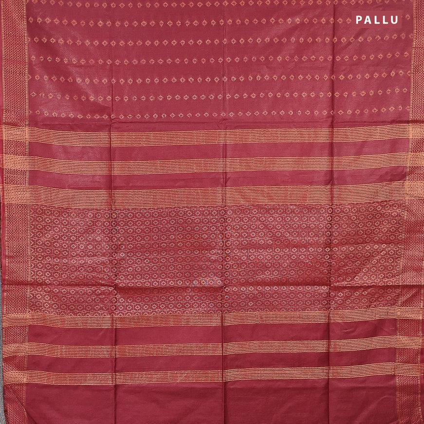 Bamboo silk saree maroon with allover copper zari woven butta weaves and zari woven border - {{ collection.title }} by Prashanti Sarees