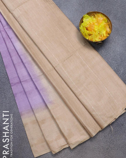 Bamboo silk saree mild purple and sandal with allover thread weaves in borderless style - {{ collection.title }} by Prashanti Sarees