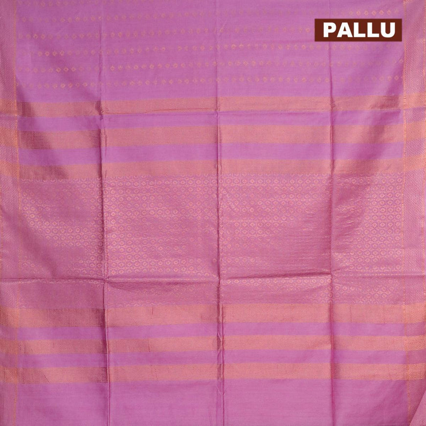 Bamboo silk saree mild purple with allover copper zari woven butta weaves and zari woven border - {{ collection.title }} by Prashanti Sarees