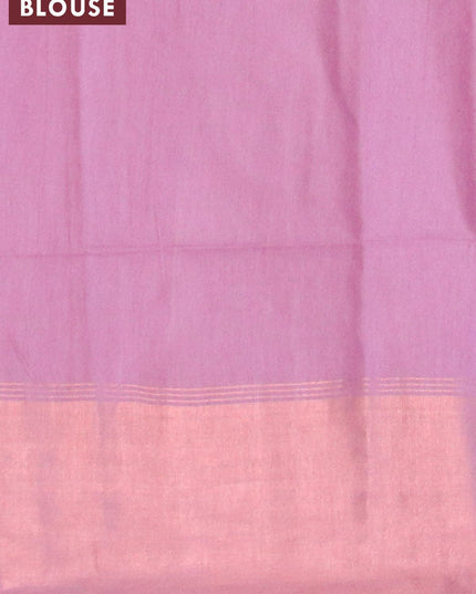 Bamboo silk saree mild purple with copper zari woven buttas and copper zari woven border - {{ collection.title }} by Prashanti Sarees