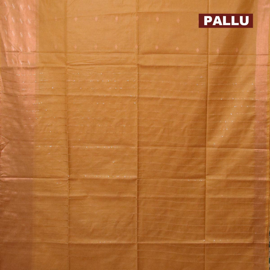 Bamboo silk saree mustard yellow with copper zari woven buttas and copper zari woven border - {{ collection.title }} by Prashanti Sarees