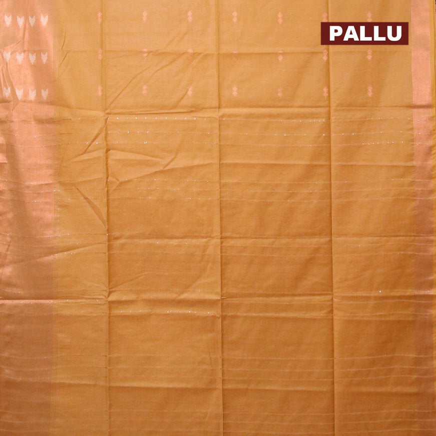 Bamboo silk saree mustard yellow with copper zari woven buttas and zari woven border - {{ collection.title }} by Prashanti Sarees