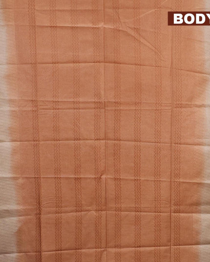Bamboo silk saree pale orange and sandal with allover thread weaves and sequin work pallu - {{ collection.title }} by Prashanti Sarees
