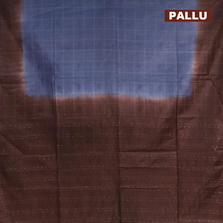 Bamboo silk saree pastel blue and brown with allover thread weaves and sequin work pallu - {{ collection.title }} by Prashanti Sarees