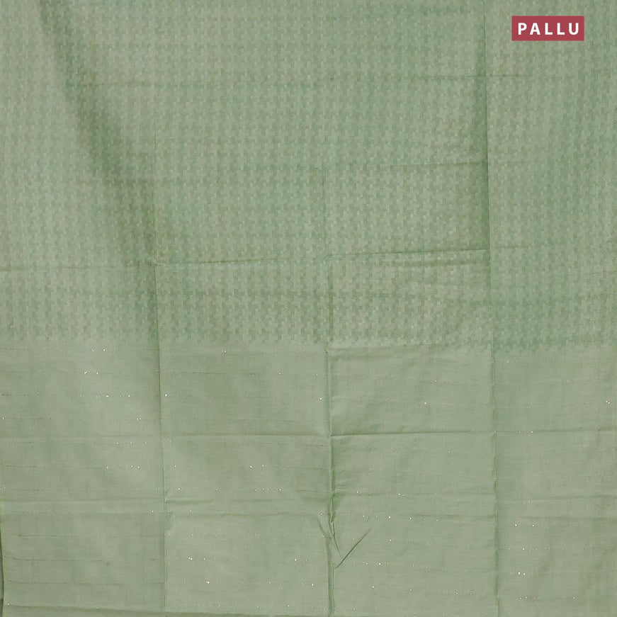 Bamboo silk saree pastel green shade with allover thread weaves in borderless style - {{ collection.title }} by Prashanti Sarees