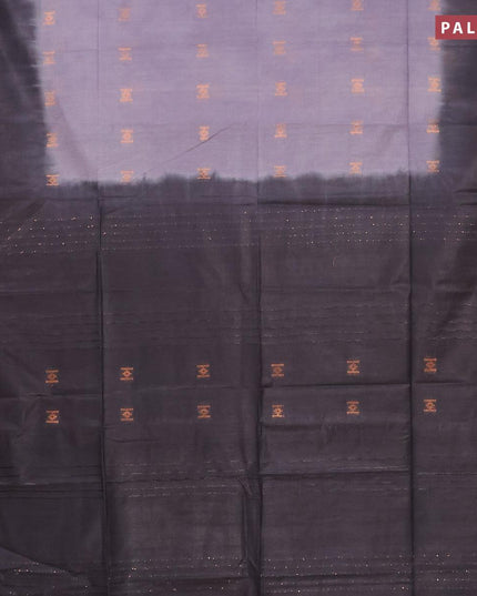 Bamboo silk saree pastel grey and elephant grey with copper zari woven buttas and copper zari woven border - {{ collection.title }} by Prashanti Sarees