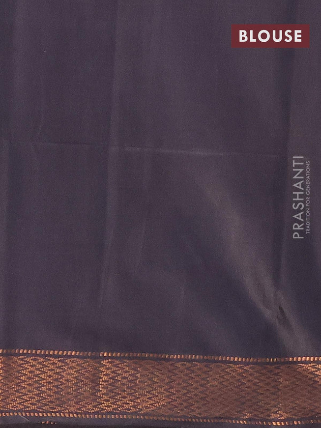Bamboo silk saree pastel grey and elephant grey with copper zari woven buttas and copper zari woven border - {{ collection.title }} by Prashanti Sarees