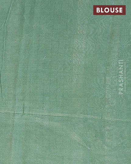 Bamboo silk saree pastel grey and green shade with copper zari woven buttas and sequin work pallu - {{ collection.title }} by Prashanti Sarees