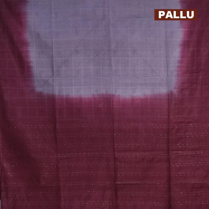 Bamboo silk saree pastel grey and wine shade with allover thread weaves and sequin work pallu - {{ collection.title }} by Prashanti Sarees