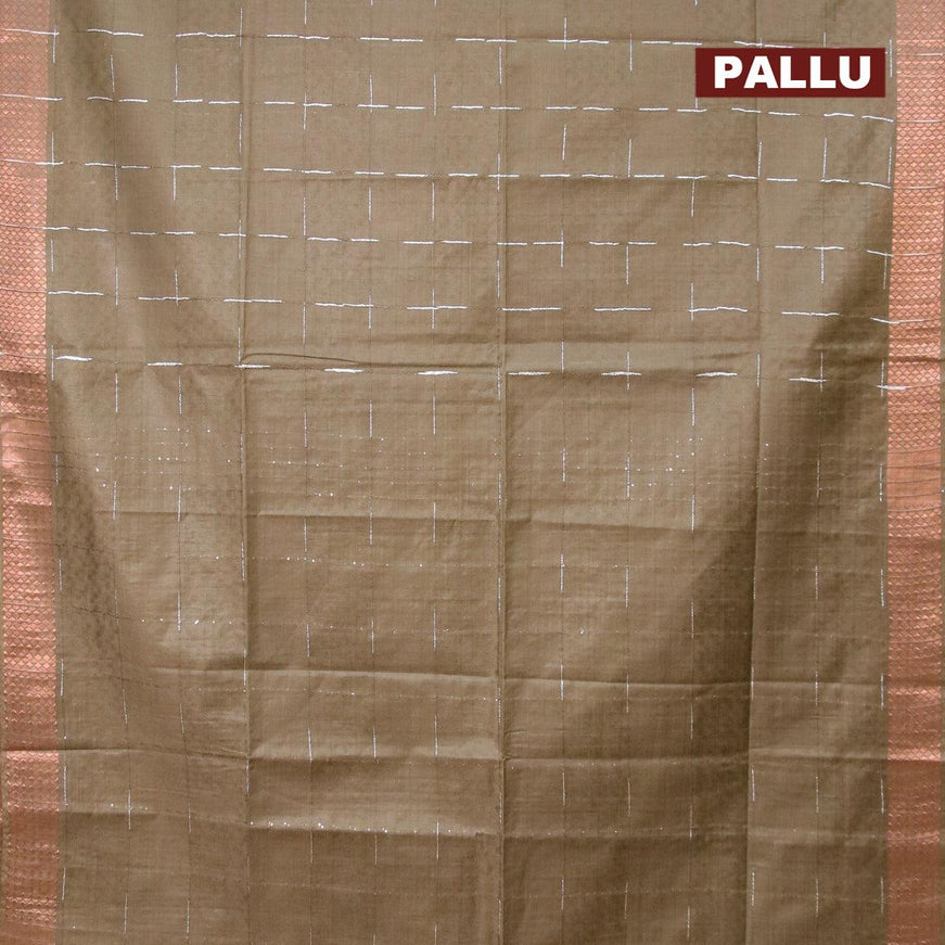 Bamboo silk saree sap green with allover thread weaves and sequin work pallu - {{ collection.title }} by Prashanti Sarees