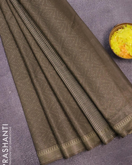 Bamboo silk saree sap green with allover thread weaves and thread woven border - {{ collection.title }} by Prashanti Sarees