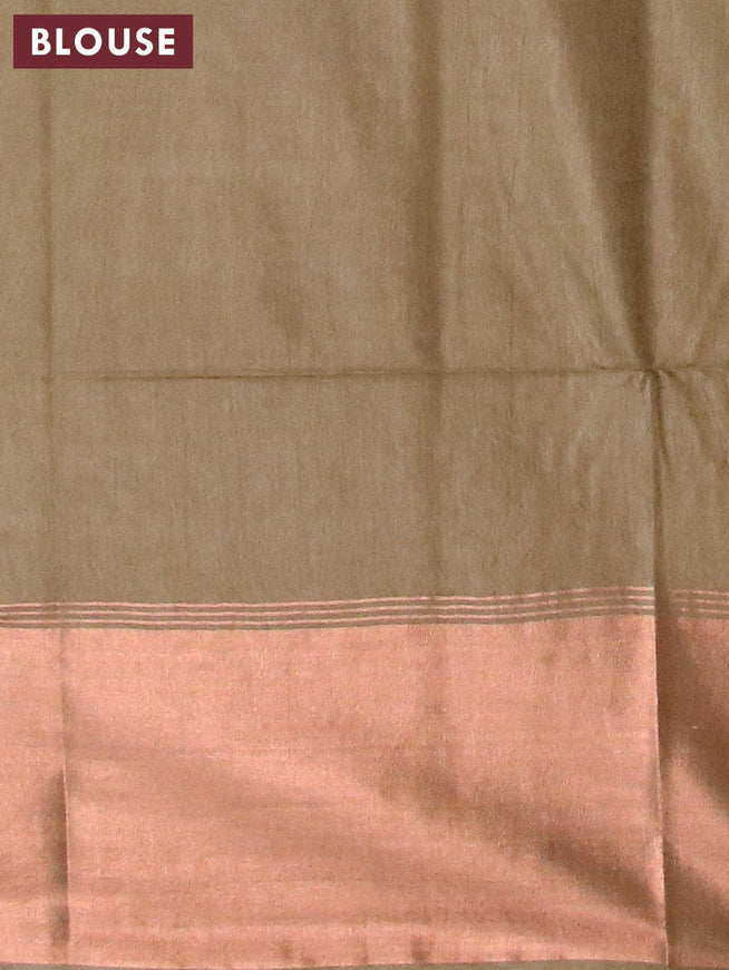 Bamboo silk saree sap green with copper zari woven buttas and copper zari woven border - {{ collection.title }} by Prashanti Sarees