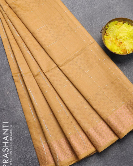 Bamboo silk saree yellow shade with allover thread weaves and sequin work pallu - {{ collection.title }} by Prashanti Sarees