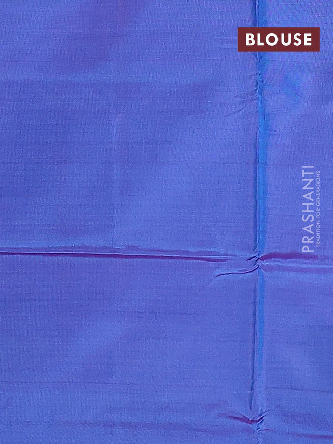 Banana pith saree dual shade of pink and blue with thread woven buttas in borderless style with blouse - {{ collection.title }} by Prashanti Sarees