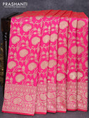 Banarasi bridal silk saree dual shade of magenta pink with allover zari woven floral brocade weaves and rich zari woven border - {{ collection.title }} by Prashanti Sarees