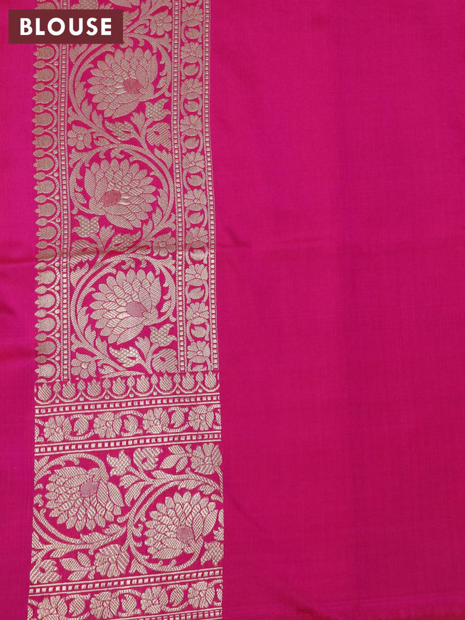Banarasi bridal silk saree dual shade of magenta pink with allover zari woven floral brocade weaves and rich zari woven border - {{ collection.title }} by Prashanti Sarees