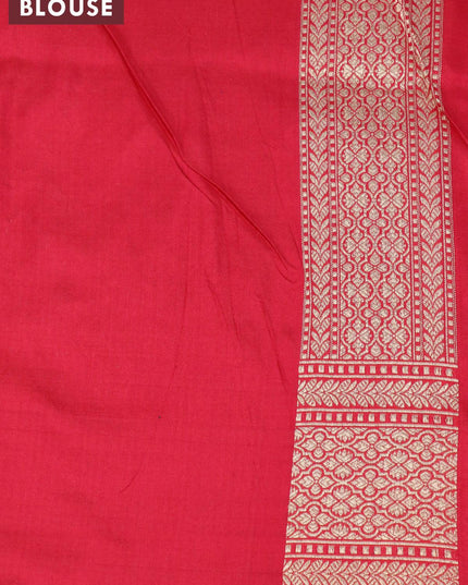Banarasi bridal silk saree red with allpver silver & gold zari brocade weaves and rich zari woven border - {{ collection.title }} by Prashanti Sarees