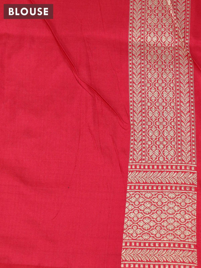 Banarasi bridal silk saree red with allpver silver & gold zari brocade weaves and rich zari woven border - {{ collection.title }} by Prashanti Sarees