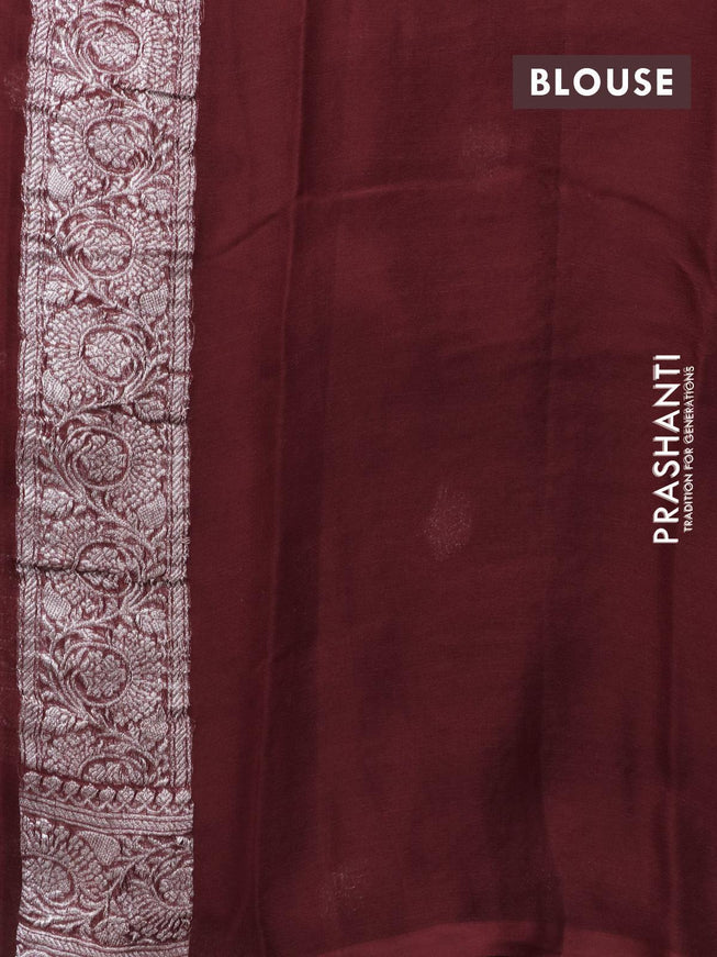 Banarasi chiffon silk saree maroon with silver zari woven buttas and silver zari woven border - {{ collection.title }} by Prashanti Sarees