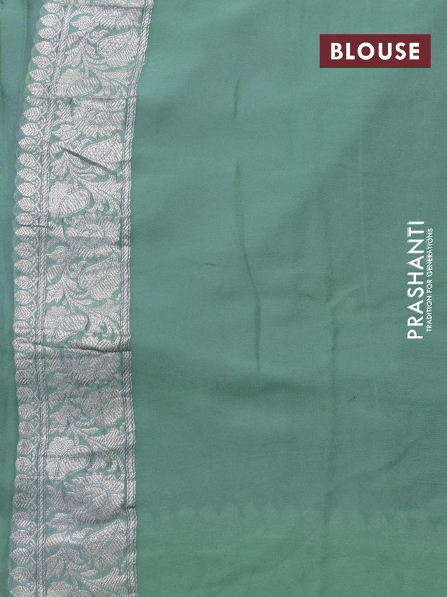 Banarasi chiffon silk saree pastel blue and teal green shade with silver zari woven buttas and silver zari woven border - {{ collection.title }} by Prashanti Sarees
