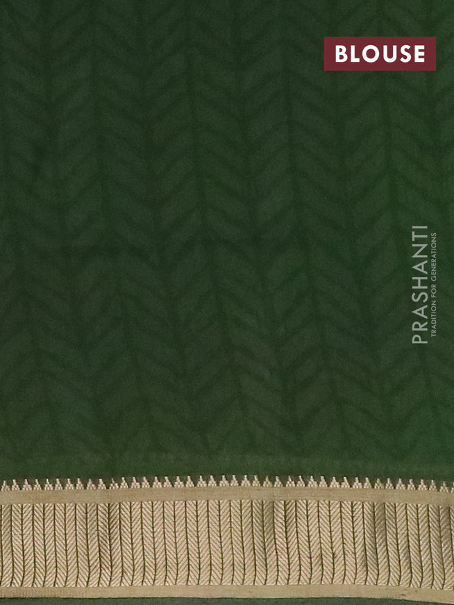 Banarasi cotton saree black and green with allover prints and zari woven border - {{ collection.title }} by Prashanti Sarees