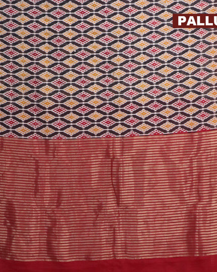 Banarasi cotton saree black and maroon with allover ikat prints and zari woven border - {{ collection.title }} by Prashanti Sarees