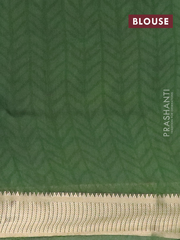 Banarasi cotton saree green with allover ajrakh prints and zari woven border - {{ collection.title }} by Prashanti Sarees