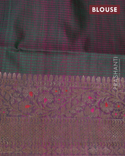 Banarasi handloom dupion saree green and red with thread & zari woven floral buttas and woven border - {{ collection.title }} by Prashanti Sarees