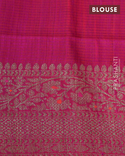 Banarasi handloom dupion saree magenta pink with thread & zari woven buttas and zari woven border - {{ collection.title }} by Prashanti Sarees