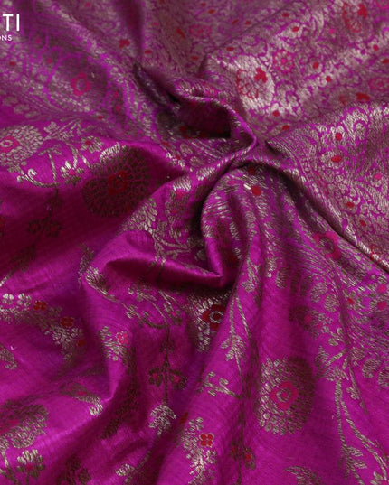 Banarasi handloom dupion saree purple with allover thread & zari woven floral weaves and floral design zari woven border - {{ collection.title }} by Prashanti Sarees