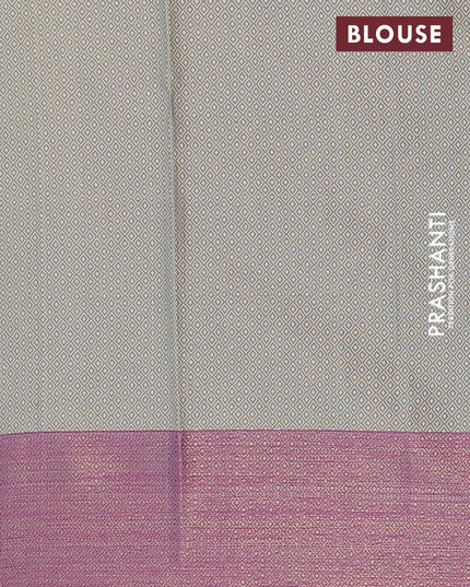 Banarasi kora saree cream and grey with allover self emboss & mirror work and woven border - {{ collection.title }} by Prashanti Sarees