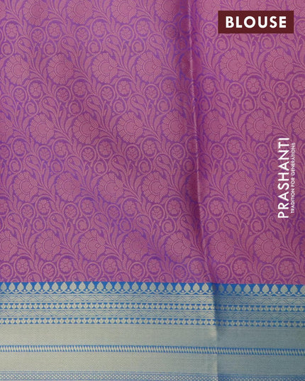 Banarasi kora saree light pink and blue with allover self emboss and zari woven border - {{ collection.title }} by Prashanti Sarees