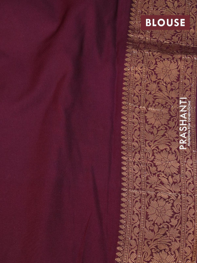 Banarasi semi crepe silk saree light blue and deep wine shade with allover zari weaves and zari woven border - {{ collection.title }} by Prashanti Sarees