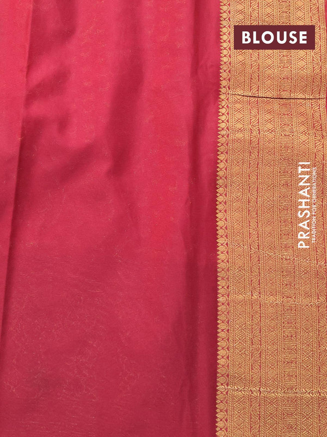 Banarasi semi crepe silk saree peach orange and maroon with allover zari woven paisley butta weaves and long zari woven border - {{ collection.title }} by Prashanti Sarees