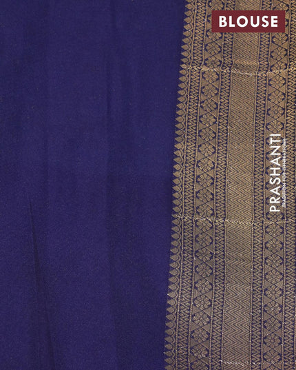 Banarasi semi crepe silk saree teal blue and dark blue with allover zari weaves and zari woven border - {{ collection.title }} by Prashanti Sarees