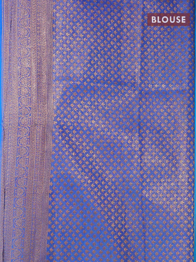 Banarasi semi dupion saree cs blue and blue with allover thread & zari woven buttas and zari woven border - {{ collection.title }} by Prashanti Sarees