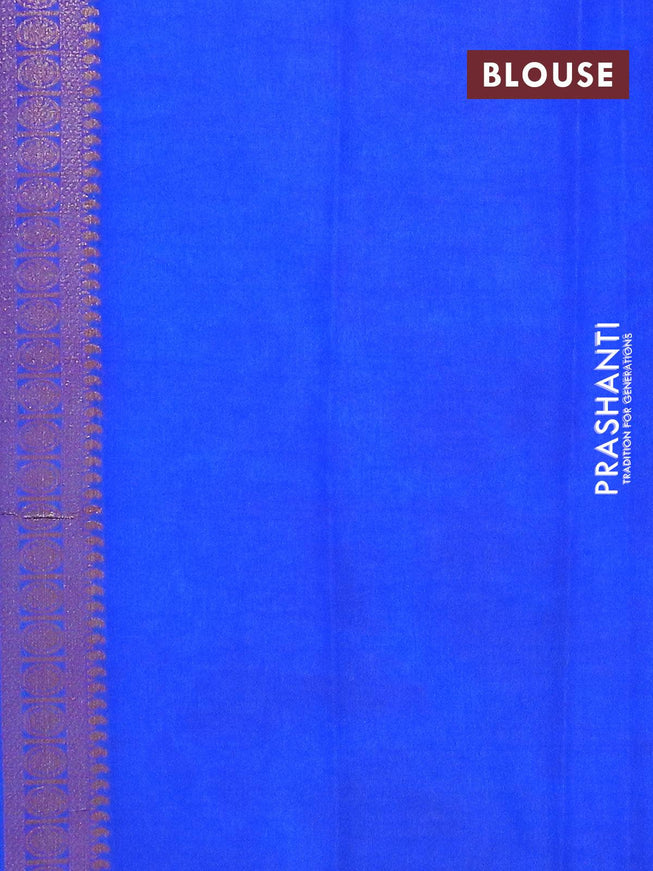 Banarasi semi dupion saree cs blue and royal blue with thread & zari woven buttas and long zari woven border - {{ collection.title }} by Prashanti Sarees