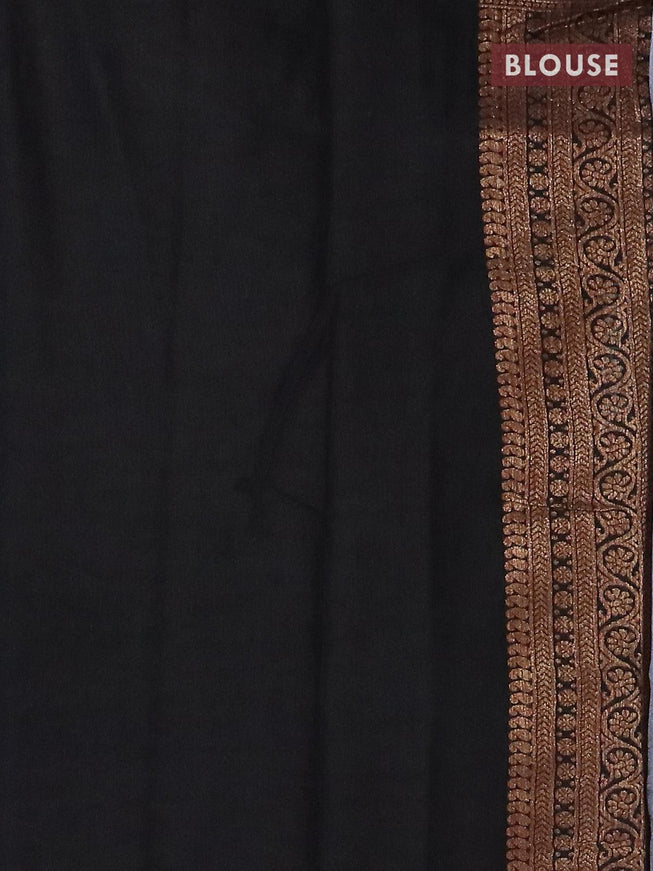 Banarasi semi dupion saree grey and black with allover thread & zari weaves and zari woven border - {{ collection.title }} by Prashanti Sarees