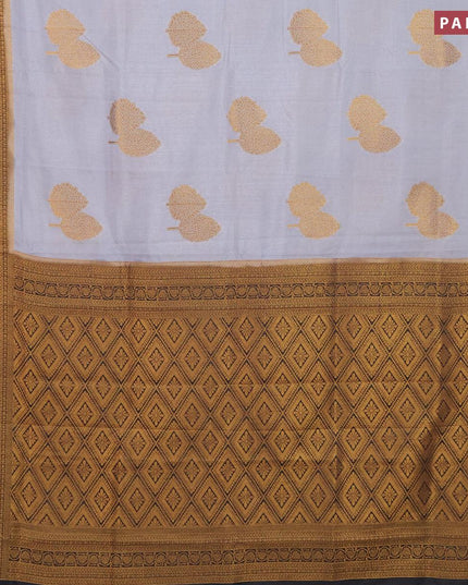 Banarasi semi dupion saree grey and black with allover thread & zari woven buttas and zari woven border - {{ collection.title }} by Prashanti Sarees