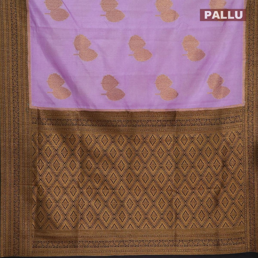 Banarasi semi dupion saree lavender shade and black with allover thread & zari woven buttas and zari woven border - {{ collection.title }} by Prashanti Sarees