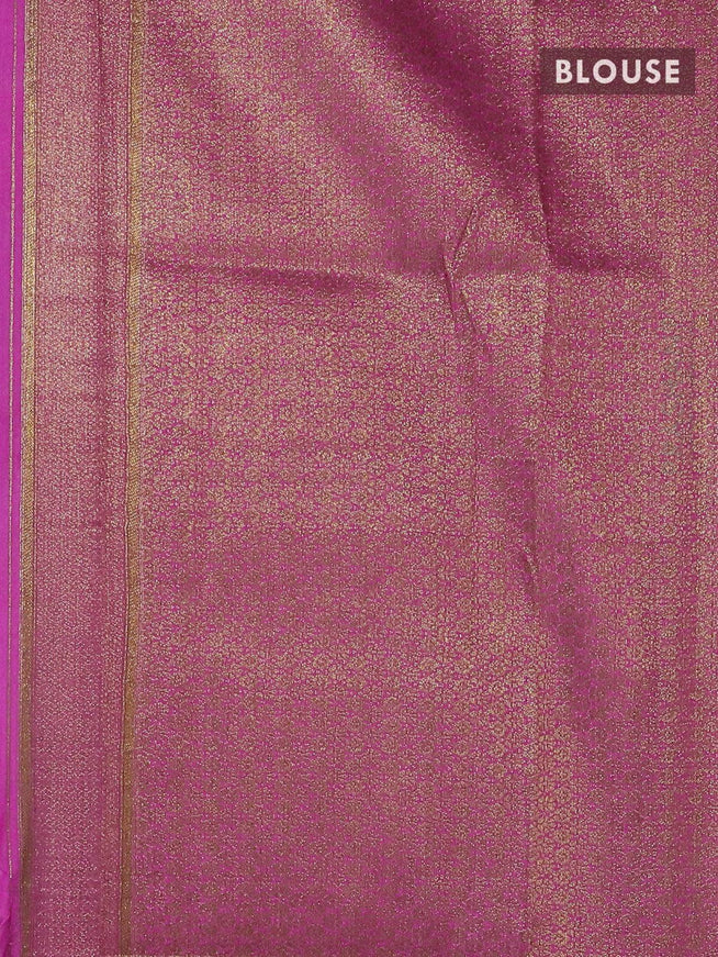 Banarasi semi dupion saree teal blue and pink with allover thread & zari woven buttas and long zari woven border - {{ collection.title }} by Prashanti Sarees